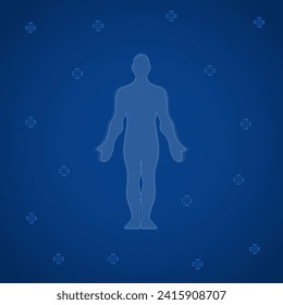 Vector illustration human body. A concept for medicine, science and technology. On a blue background.
