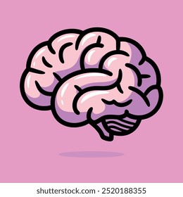 Vector illustration of human brain anatomy Hand drawn style brain icon flat doodle.
