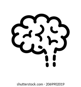 Vector Illustration of Human Brain in Black and White Color.