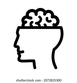 Vector Illustration of Human Brain in Black and White Color.