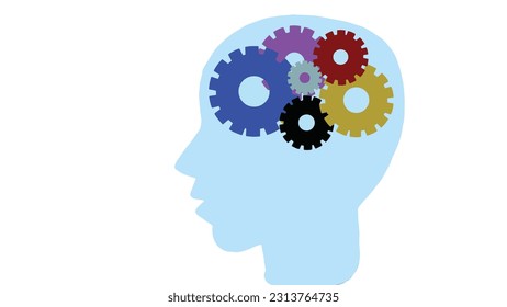 Vector illustration of human brain with gears.