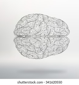 Vector illustration human brain. The structural grid of polygons. Abstract Creative concept vector background. Molecular lattice. Polygonal design style letterhead and brochure