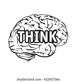 Vector Illustration of human brain. Text Idea