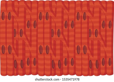 Vector Illustration Of The Human Cardiac Muscle Cells, Tissue On A White Background