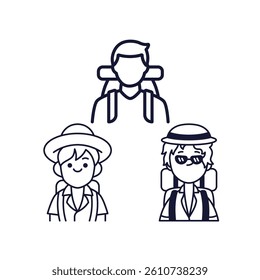 vector illustration of human character icon image backpacker