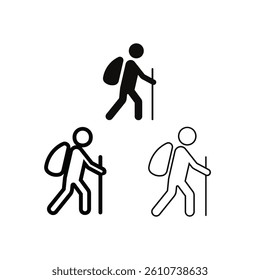 vector illustration of human character icon image hiking