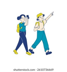 vector illustration of human character image man and woman vacation