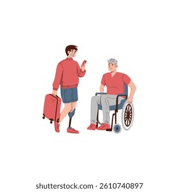vector illustration of human character meeting his family