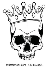 Vector illustration human death skull in crown with roses