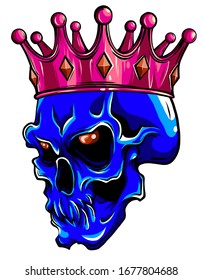 Vector illustration human death skull in crown with roses