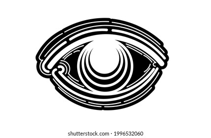 Ilustración vectorial del ojo humano en estilo grabado