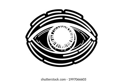 Vector illustration of human eye in engraved style