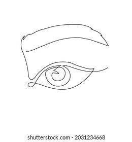 Vector illustration of human eye and eyebrow. Modern one line art. Can be use as home decor such as posters, wallpapers, tattoo, tee-shirt print or embroidery and as social media design
