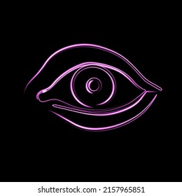 Vector illustration of human eye with neon effect.