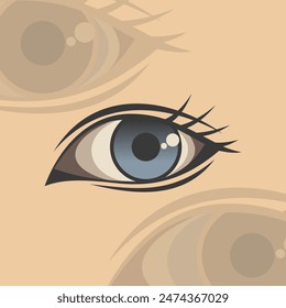Vector illustration of human eye and its shadow.