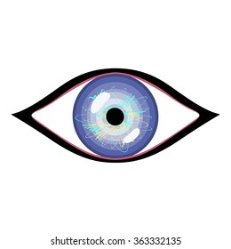 Vector illustration of human eye. Stylized eye eye with glares