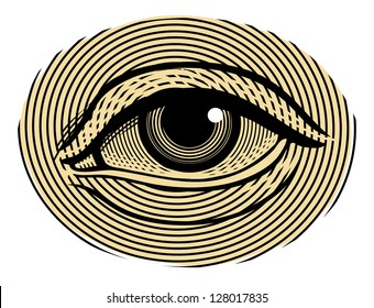 Vector illustration of human eye in vintage engraved style   Isolated, grouped, easy to change the colors.