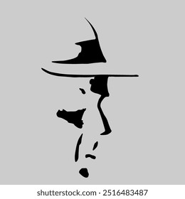 "Vector illustration of a human face in black and white silhouette."