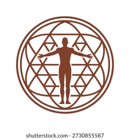 Vektorgrafik einer menschlichen Figur in einem geometrischen Symbol