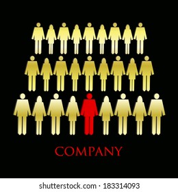 Vector illustration of Human figures on a black background
