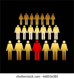 Vector illustration of The human figures on a black background