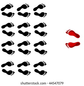 vector illustration of the human footprints. concept - Team