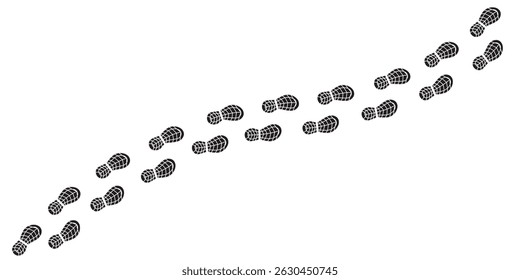 Ilustración vectorial de huellas humanas que representan el concepto de camino o viaje en color negro