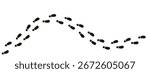 Vector illustration of human footprints and shoe tracks in black silhouette style isolated on white background perfect for path icons trails and hiking designs.