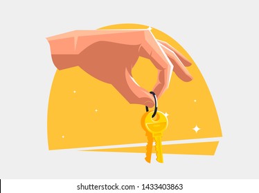 Vector illustration of a human hand holding keys