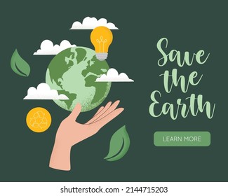 Vector Illustration Human Hand Holding Earth Stock Vector (royalty Free 