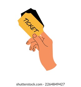 Vector illustration human hand holding tickets isolated on a white background