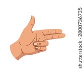 Vector illustration of a human hand making a finger gun gesture – pointing sideways with thumb up.