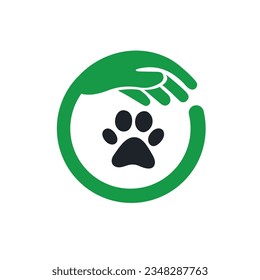 Vector illustration, human hand with palm up and dog paw