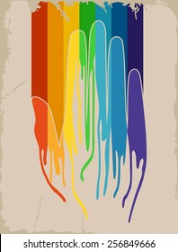 vector illustration of a human hand in a rainbow