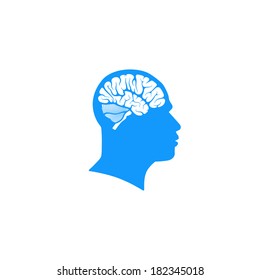 vector illustration of human head with brain 