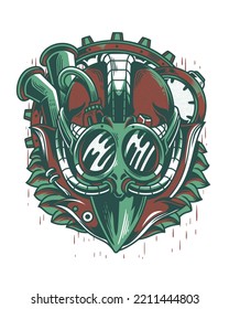 vector illustration of a human head with lots of accessories