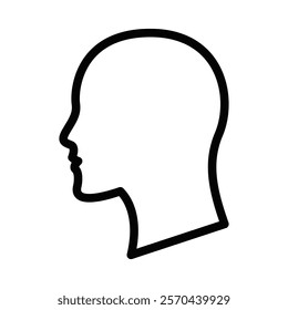 Vector illustration of a human head silhouette profile. Editable stroke.
