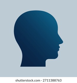 Ilustración vectorial de una silueta de cabeza humana de perfil sobre un fondo gris claro.