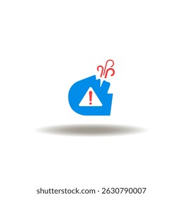 Vector illustration of human head sleeping, breathing, snoring with attention sign. Symbol of sleep apnea.