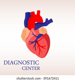 Vector illustration human heart anatomy icon, symbol. Diagnostic center