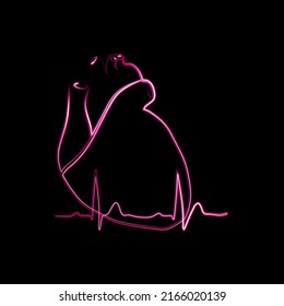 Vector illustration of human heart with neon effect.