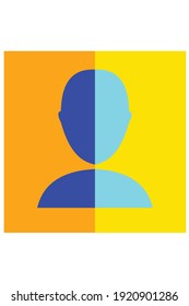 Vector illustration of a human icon with half light blue, dark blue and light orange and dark orange. 4000x6000 pixel perfect.
