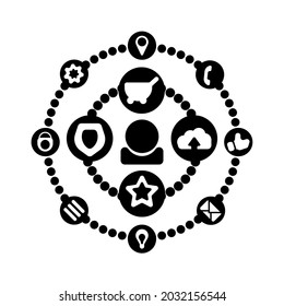 vector illustration of human icon in internet media circle, good for internet icon
