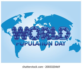 Vector illustration of human icons forming a word world. World Population Day vector illustration, Perfect for greeting cards, posters and banners.