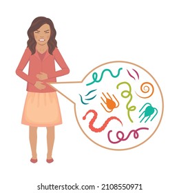 Vector Illustration of a Human Intestinal Parasites