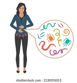 Vector Illustration of a Human Intestinal Parasites, worm disease
