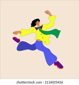 Vector illustration. Human levitation, free flight. The concept of relaxation, weightlessness, dance. A bright positive icon for the design.