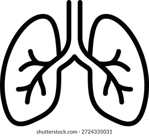 Ilustración vectorial del icono del pulmón humano con el diseño bronquial del tubo, del órgano respiratorio, de la anatomía médica, del sistema respiratorio, y del símbolo de la atención sanitaria