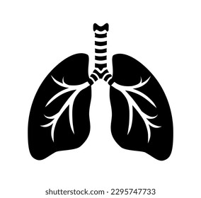 ilustración vectorial del icono de los pulmones humanos sobre fondo blanco
