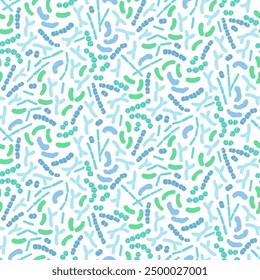 Vector illustration of the human microbiome, probiotic beneficial bacteria.